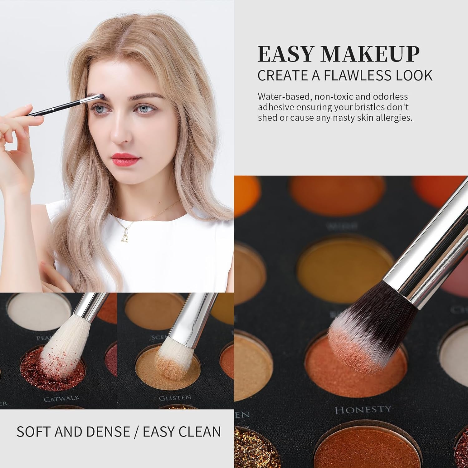 Makeup Brushes 15Pcs Premium Synthetic Kabuki Makeup Brush Set, Professional Foundation Concealers Powder Blush Blending Face Eye Shadows Black Brush Sets