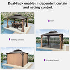 Transform your outdoor space with the  10' x 12' Hardtop Gazebo! ☀️ Perfect for your patio or backyard, this heavy-duty sunshade features netting and curtains for ultimate comfort. 🏡✨ #OutdoorLiving #GazeboGoals