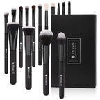 Makeup Brushes 15Pcs Premium Synthetic Kabuki Makeup Brush Set, Professional Foundation Concealers Powder Blush Blending Face Eye Shadows Black Brush Sets
