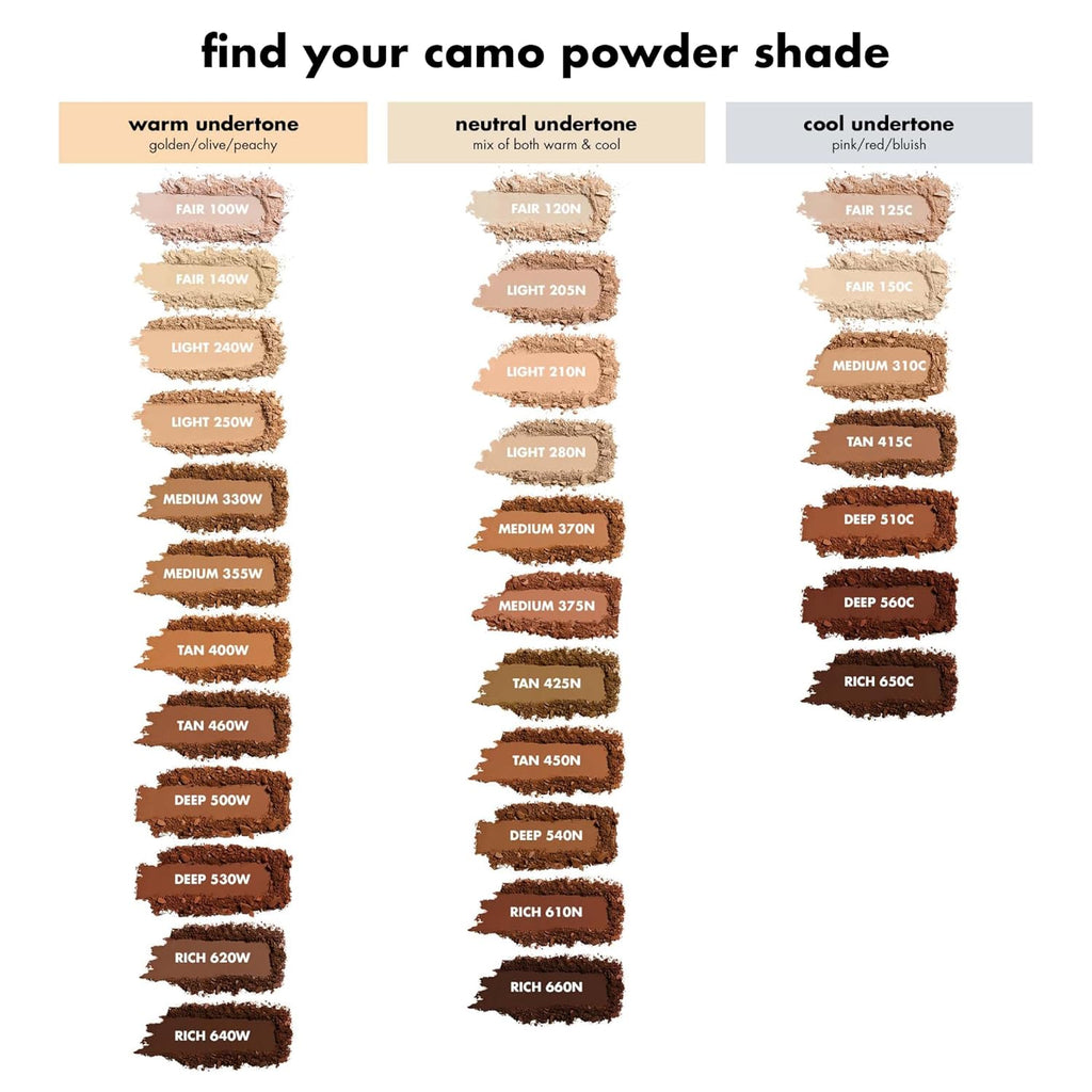 Camo Powder Foundation, Lightweight, Primer-Infused Buildable & Long-Lasting Medium-To-Full Coverage Foundation, Light 210 N