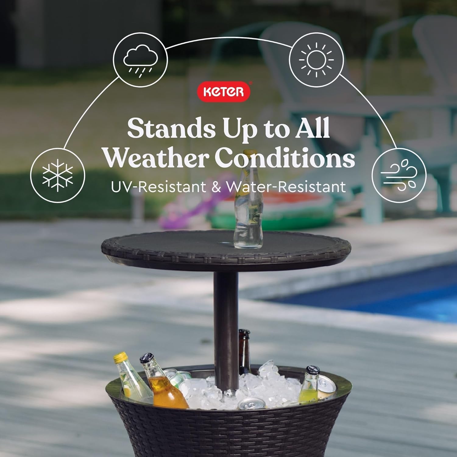 Chill in Style! 🍹✨  Pacific Cool Bar - Your Perfect Outdoor Patio & Hot Tub Side Table with 7.5 Gallon Cooler! #OutdoorLiving #CoolBar