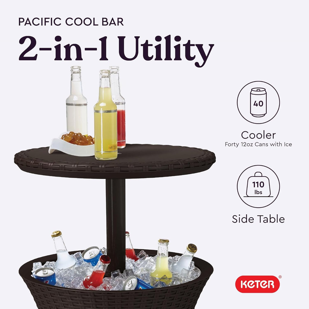 Chill in Style! 🍹✨  Pacific Cool Bar - Your Perfect Outdoor Patio & Hot Tub Side Table with 7.5 Gallon Cooler! #OutdoorLiving #CoolBar
