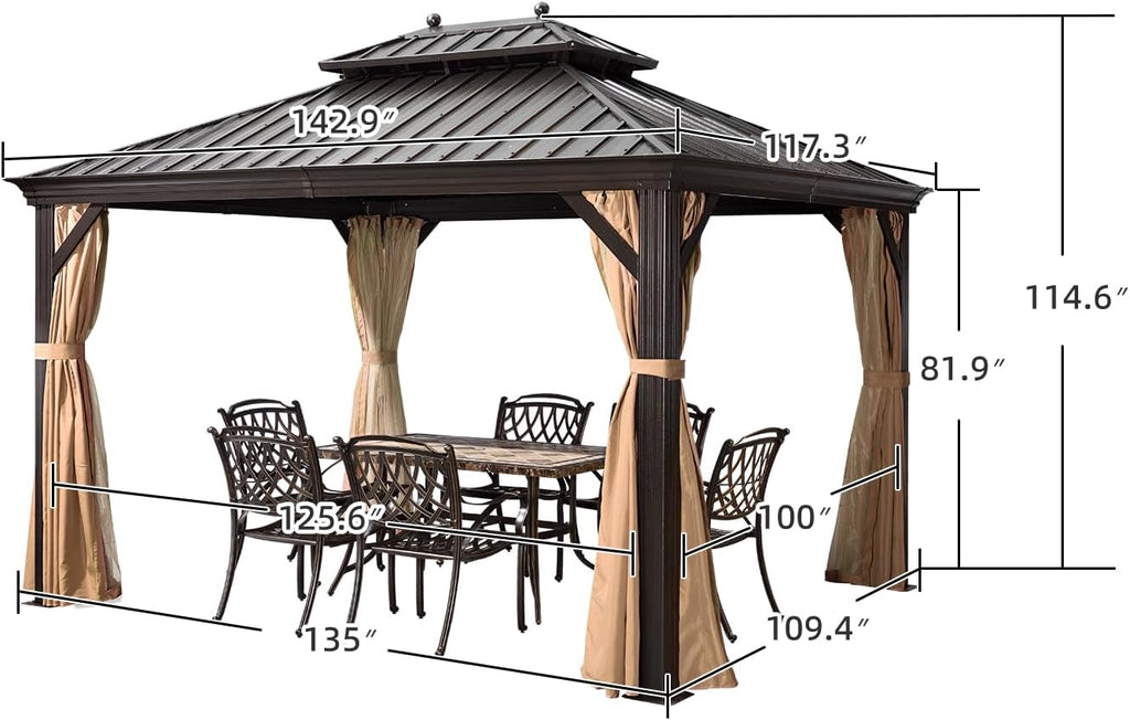 Transform your outdoor space with the  10' x 12' Hardtop Gazebo! ☀️ Perfect for your patio or backyard, this heavy-duty sunshade features netting and curtains for ultimate comfort. 🏡✨ #OutdoorLiving #GazeboGoals