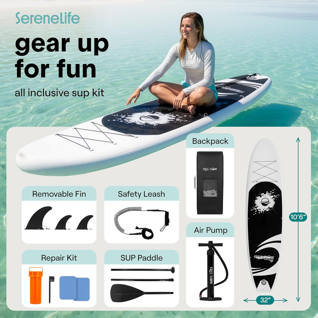 Stand up Inflatable Paddle Board with Premium SUP Accessories – Wide Stable Design with Non-Slip EVA Deck Pad for Adults and Youth of All Skill Levels