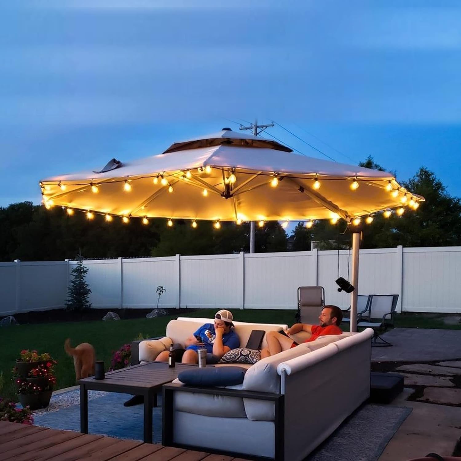 Stay cool in style with the  12ft Deluxe Patio Umbrella! Perfect for your garden or outdoor space, this chic beige offset umbrella is a must-have for sunny days! ☂️🌞 #OutdoorLiving #PatioGoals
