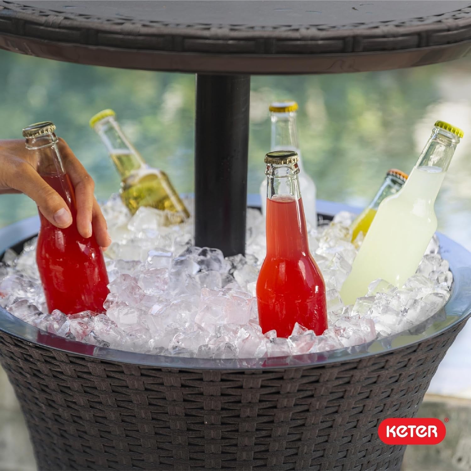 Chill in Style! 🍹✨  Pacific Cool Bar - Your Perfect Outdoor Patio & Hot Tub Side Table with 7.5 Gallon Cooler! #OutdoorLiving #CoolBar