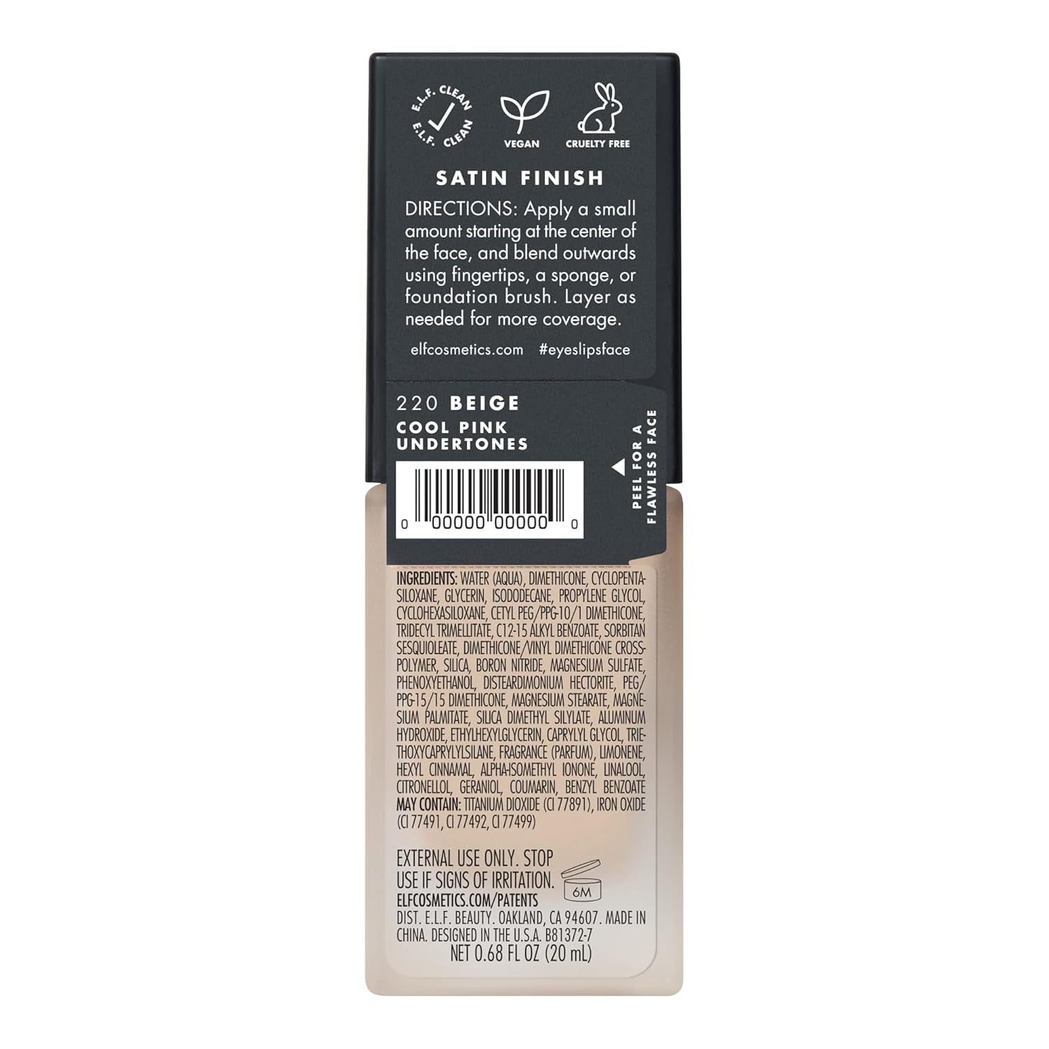 Flawless Satin Foundation, Lightweight & Medium Coverage, Semi-Matte Finish, Vegan & Cruelty-Free, Beige, 0.68 Fl Oz (20Ml)
