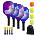 Pickleball Paddles Set Pickleball Rackets with 4 Wood Pickleball Paddles, 4 Pickleball Balls, 4 Grip Tape & Carry Bag, Pickleball Gifts